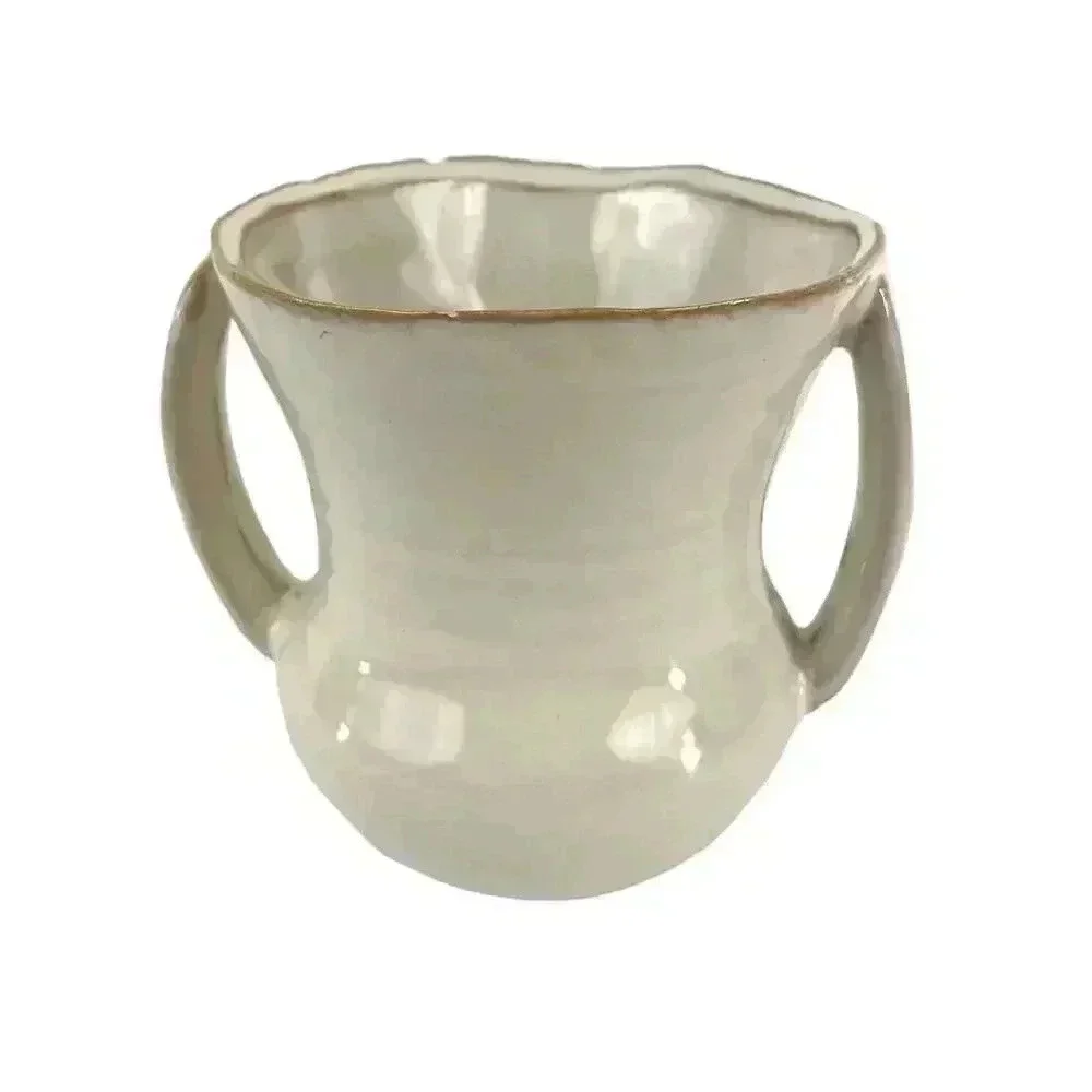 Small‎ Ceramic Vase Pottery With Handles Beige 5